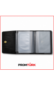 Saks mavi çıtçıtlı beyaz logo baskılı promosyon ruhsat kabı toptan firma logolu araç ruhsat kılıfı